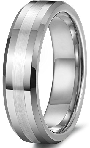 Tungary 6mm Tungsten Rings for Men Women Wedding Band Engagement Promise Matte Finish Size 10