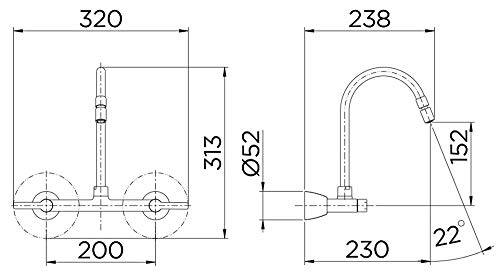 Docol 00801206 Misturador para Cozinha de Parede, Cromado