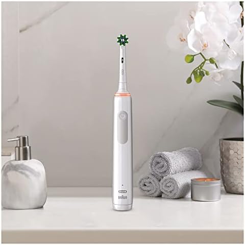 Oral-B Pro 3 Electric Toothbrush with Smart Pressure Sensor, 1 Cross Action Toothbrush Head, 3 Modes with Teeth Whitening, 2 Pin UK Plug, 3000, White