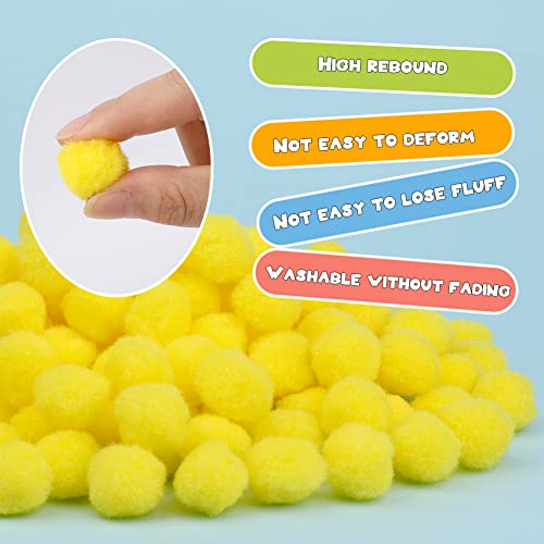 image for MORFEN 150 Pieces Pom Poms, 1 Inch Yellow Craft Pom Poms, Fuzzy Pompom