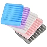 FOROREH 5Pcs Seifenschale Silikon, Seifenhalter Dusche, Fallhalter Selbstentleerender Seifensparer Wasserfall Anti-Rutsch für Dusche Badezimmer Küche