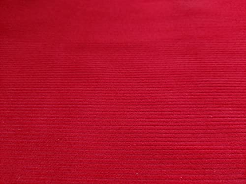 Tissu en coton côtelé lavé haut de gamme coloris rouge vif à 8 pays de Galles au rouleau 140cm