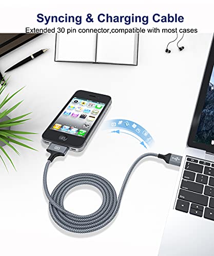 Akoada Apple Certified 30 Pin Usb Charging Cable 10Ft 2 Pack, Usb Sync Charging Cord Cables Compatible Iphone 4 4S, Iphone 3G 3Gs, Ipad 1 2 3 Ipod Touch 4 3 2 1, Ipod Classic 3 2 1, Grey #TOP4