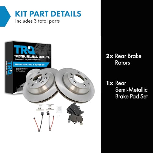 Image of TRQ Rear Brake Pad and Rotor Set Semi Metallic Vented Rotors 330mm Diameter