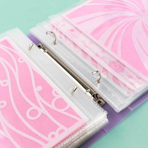 Image of Cookie Stencil Storage Binder for Storage 6x6inch Stencils,Die Cuts,DIY Scrapbooking,Clear Stamp,Storage Folder Organizer Include 1 Purple Cover,50 Sleeve,50 Backing Paper and 10 Sheets Divider Tabs