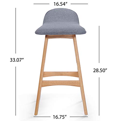 Christopher Knight Home Anatoli Fabric Barstools, 2-Pcs Set, Light Grey #TOP2