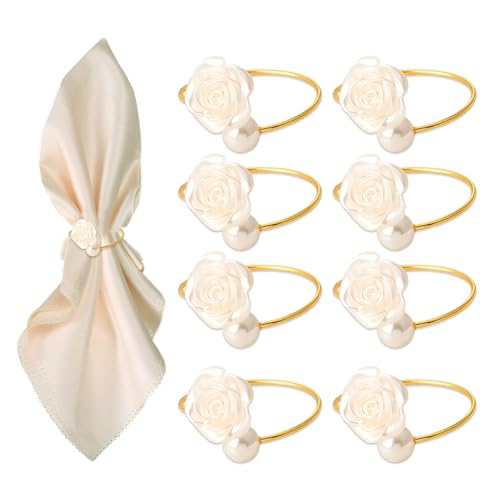 LONZIKP 8 pezzi eleganti anelli portatovaglioli in stile boho, porta tovaglioli da tavolo, in metallo dorato, per matrimoni, banchetti, cene, feste, compleanni e occasioni speciali (4,2 x 4 cm) (oro)