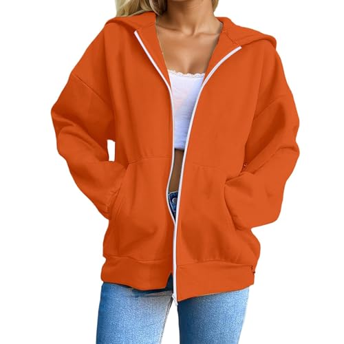 Sweat à capuche femme zippé manches longues veste sport coton grande taille