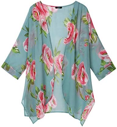Ckuvysq Women's Summer Tops Loose Chiffon Cardigan Half Sleeve Beach Swim Cover up