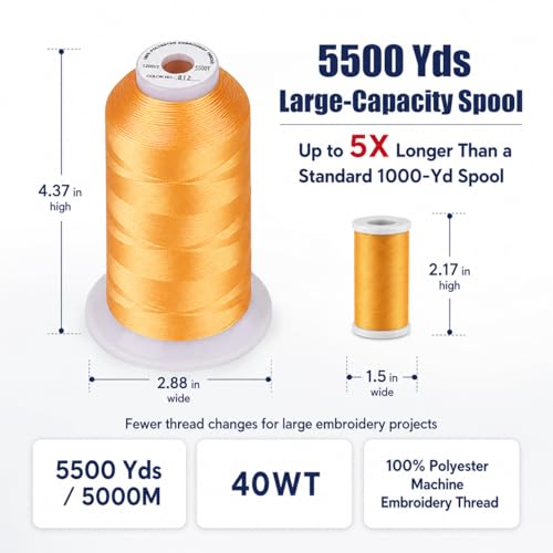 Image of Simthread 5500Yds /5000M 40WT Polyester Embroidery Thread Cream Yellow 812 | High-yardage 5000M spool offers smooth feeding and stable 40WT polyester thread for home and commercial embroidery machines.