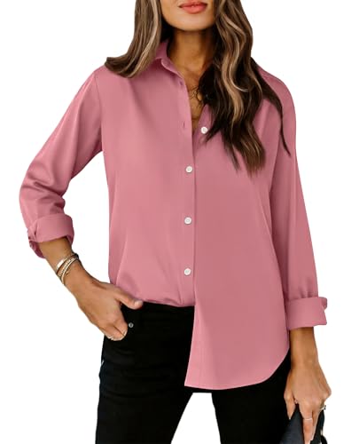 Image of siliteelon Striped Button Down Shirts Women Cotton Long Sleeve Work Blouses