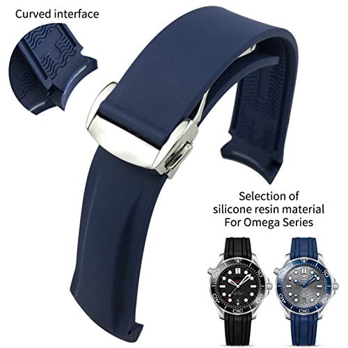 Bracelet montre silicone 22mm anti-transpiration bleu