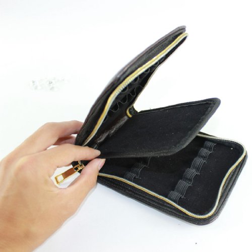 Gullor Fountain Pen Case For 12 Pens Leather Brown With Golden Zipper #TOP2
