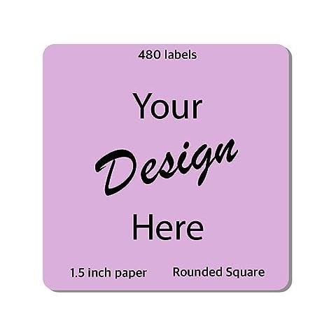 Premium 480 Qty 1.5 inch Rounded Square Custom Glossy Paper Sheet Sticker Label - Personalized Customized Stickers for Business Logo Name Birthday Wedding Party Graduation Product Box Item Labels Cover