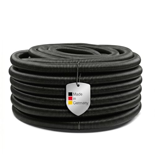 POOL Total Schwimmbadschlauch Ø 38 mm Schwarz - Flexibler Poolschlauch aus PE - Integrierte Muffen alle 1 50 m - Trittfest & beständig - Made in Germany - 6 m
