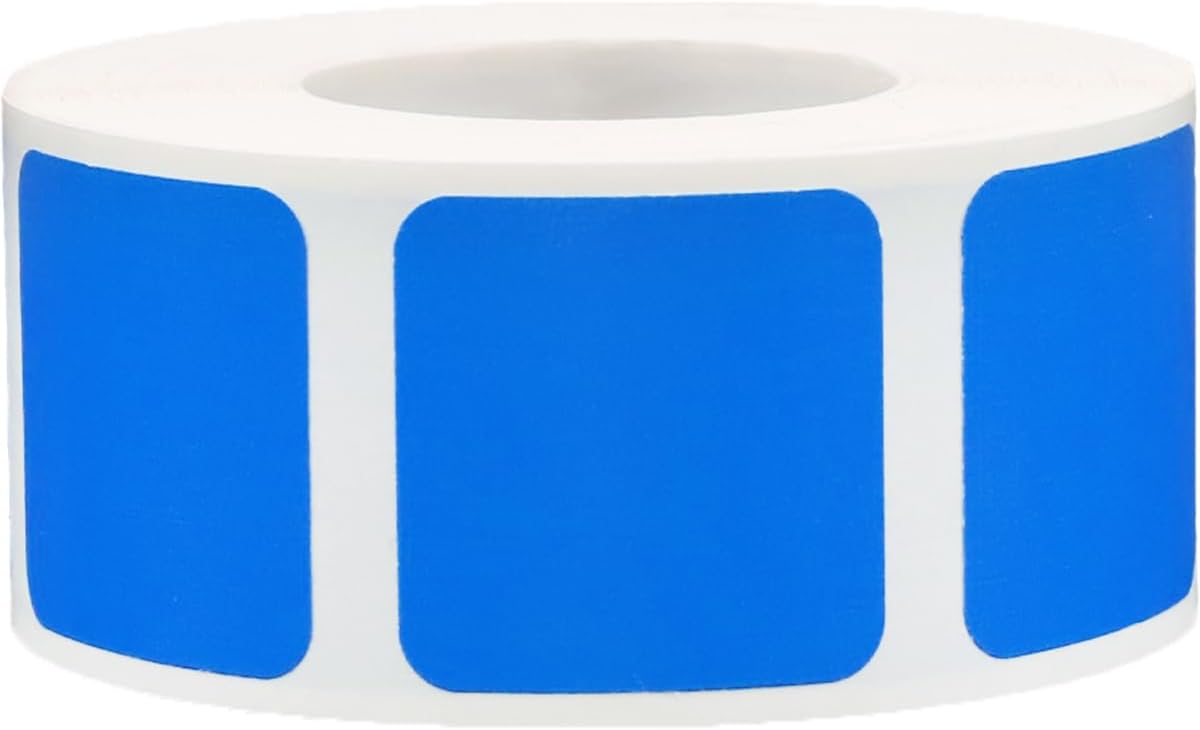 Blue Color Coding Labels for Organizing Inventory, Storage, Supplies, Retail, and More – 1 Inch Square Semi-Gloss Stickers, 500 Total Adhesive Labels Per Roll – Made in the USA