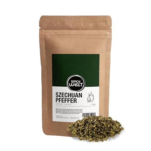 Spicy Welt Pepe di Sichuan Verde Intero (100g) – Bacche Hua Jiao per Pesce, Pollo, Wok e Salse Asiatiche | Aroma Agrumato e Frizzante | 100% Naturale, Senza Additivi