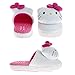 Josmo Sanrio Hello Kitty slippers for Women - Kitty White indoor cute house shoes plush fuzzy Cat slipper - White Fuchsia (size 5-6 Adult)
