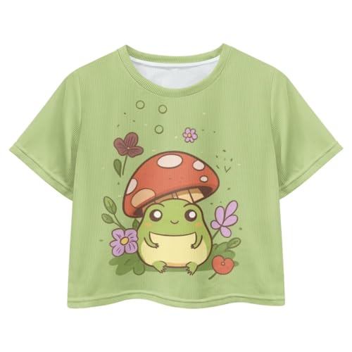 Image of Girls Fashion Crewneck Tee Shirts Casual Short Sleeve Crop Top Summer Outfits 5-14 Year