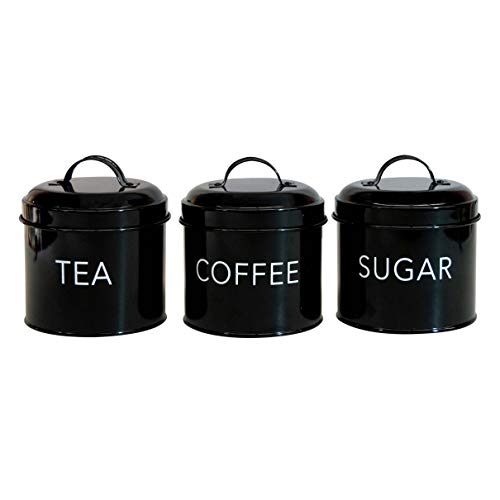 Itucci Juego de 3 tarros de té, café y azúcar, estilo retro, color negro Cover