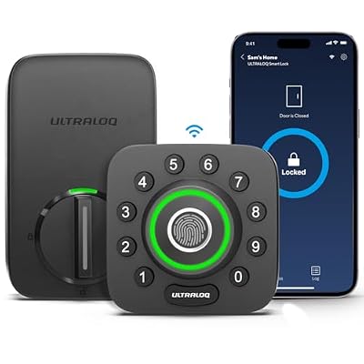 ULTRALOQ U-Bolt Pro WiFi Smart Lock with Door Sensor, Built in Wi-Fi Smart Deadbolt Lock for Front Door with Fingerprint ID, App Remote Control, Share Access, Auto Unlock, Auto Locking, Backlit Keypad