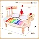 YGJT Schlagzeug Kinder, Trommel 10-in-1 Musikinstrumente Kinder ab 1 2 3 Jahre mit Xylophon, Montessori Baby Spielzeug Kinderspielzeug Holzspielzeug für Ostern Weihnacht Geschenk Junge Mädchen
