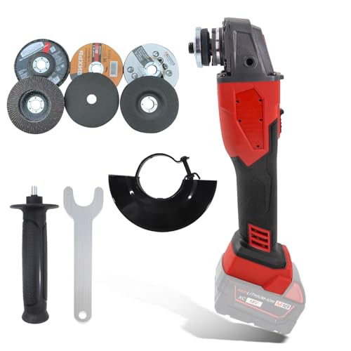 Cordless Angle Grinder for Milwaukee 18V Battery 12000 RPM Brushless 125mm Angle Grinder with M14 to 5/8-11 Core Shaft for Cutting Griding Polishing with 6pcs Grinding Wheels