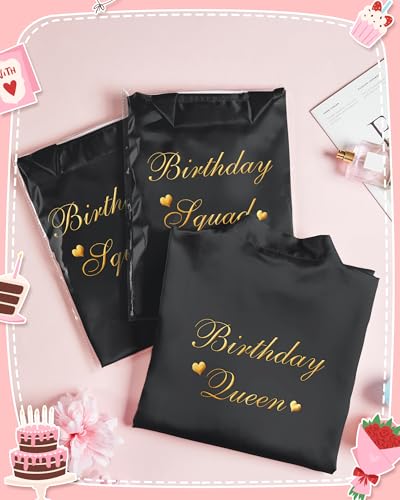 Xuhal 6 Pcs Women's Birthday Squad Robes Birthday Party Queen Spa Bathrobe Kimono Spa Robe Sleepover Party Robes Silky Gown3
