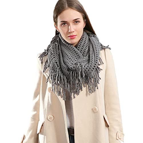 TuYines Bufanda de invierno para mujer, cálida y suave, diseño de punto, gris, Talla única Cover