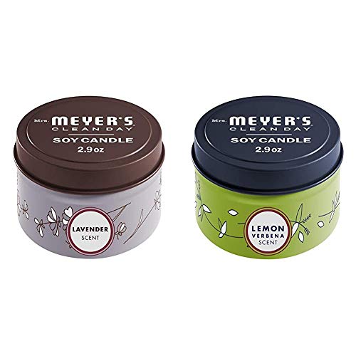 Mrs. Meyer's Clean Day's Scented Soy Tin Candle Multipack With Essential Oils, Lavender And Lemon Verbena Scent, 2 Count #TOP20