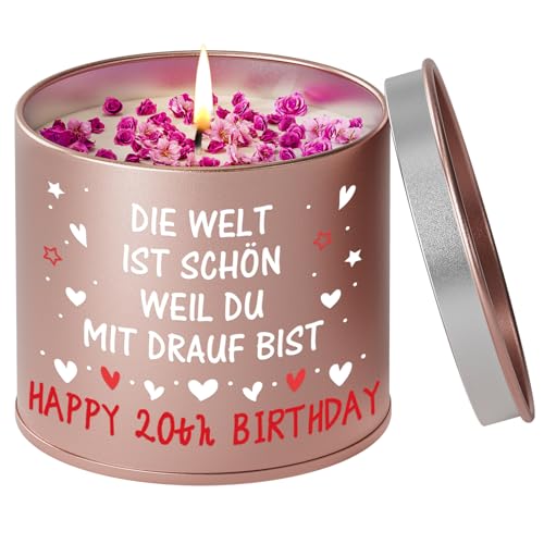 PRSTENLY 20 Geburtstag Frauen, Geburtstagsgeschenk für Frauen, Kerze aus Metall Geschenke zur Geburt für Frau Freundin Mama Schwester Tochter, Beste Freundin Geburtstag Geschenk