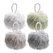 AmazerBath Shower Bath Loofahs Sponge Shower Pouf Body Scrubber Ball 75g/PCS Mesh Pouf Bath Sponge-4 Pack (Neutral Colors)