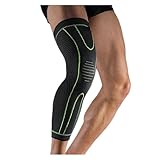 1 Pcs Men Women Compression Knee Support Leg Sleeve Breathable Elastic For Sports - Running Basketball(Green,XL)