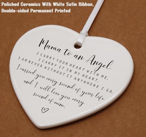 Heart Shaped White Ceramic Ornament-Mama to an Angel-Miscarriage Infant Loss Baby Memorial Sympathy Gift-Carried for a Moment-Bereavement Keepsake with Gift Box by ZVMIS - Used condition - Image 2