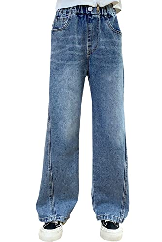 SANGTREE Girls Jeans Casual Elastic Waist Denim Pants, 4-13 Years