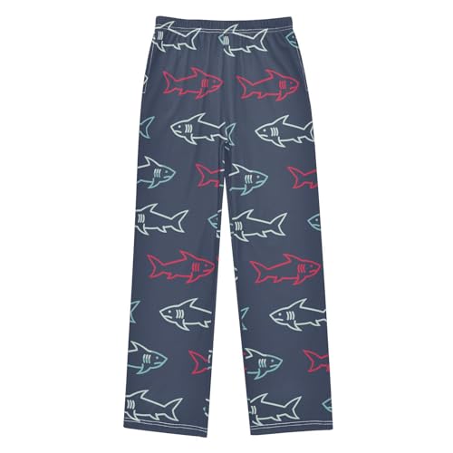 Sharks Colored Abstract Pattern Boys Pants for Kids Jogger Pants with Pockets S-XL