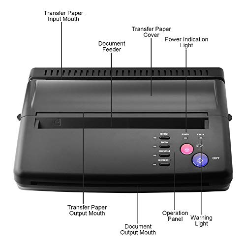 Carejoy Tattoo Transfer Machine,Pro Black Tattoo Printer Drawing Thermal Stencil Maker Copier For Tattoo Transfer,Thermal Stencil Paper Maker with Functional Buttons-US Shipping - Thumbnail 5