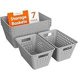 Lifewit Plastic Storage Basket, 7 Pack Stackable Storage Bins for Organizing, Multi Size Open Containers for Shelving, Pantry, Office and...