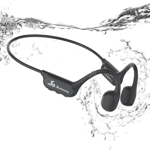 ANSTEN Swimming Headphones Bone Conduction Headphones IPX8 Waterproof Headphones Swimming Bluetooth 6.0 & MP3 Dual Mode with 8GB Memory 8 Hours Playtime Open Ear Headphones for Swimming Running