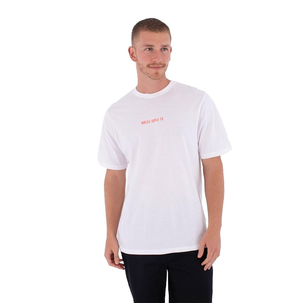 Hurley Mens Short Sleeve Printing Press Zombies T-Shirt, White, M EU