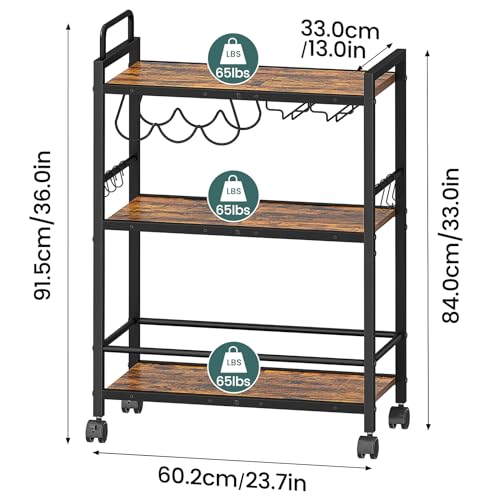 Homedawn Bar Cart Rustic Brown