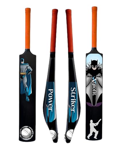 Image of Premium Hard Plastic Bat | Cricket Bat for Men, Women & Children | Lightweight | Full Size | Premium Cricket Wicket Set l 3 Stumps+2 Bails+1 Stand Set | Black