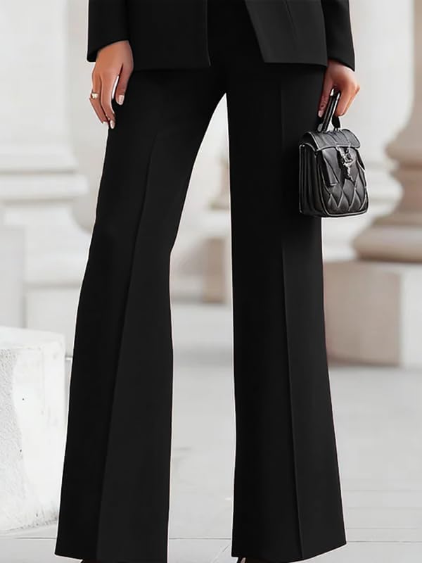Oshoplive Women's Fitting Flare Dress Pants High Waisted Stretchy Trousers Business Casual Office Slacks Work