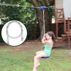 100 Foot Zip Line Kit for Kids and Adults, with Safe Spring Brake, 304 Stainless Steel Cable, Outdoor Zipline Toy for… - Image 7