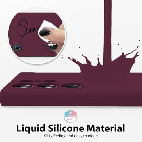 Image of DIZORO Microfiber Candy Case Compatible for Samsung S24 Ultra Smooth Touch Cushion Liquid Soft Silicone Rubber Phone Cases Non-Slip Full Body Protective Shockproof Back Cover (Wine Red.)