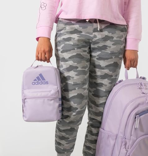 Image of adidas Unisex Santiago Lunch Bag, Insulated School Food Container Box Discontinued, Silver Dawn Grey /Silver Violet Purple /3.0, One Size
