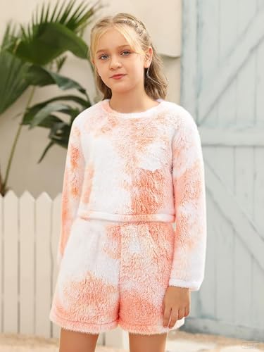 Image of Mafulus Girls Pants Sets Two Pieces Kids Comfy Lightweight Long Sleeve Fleece Sets with Pockets