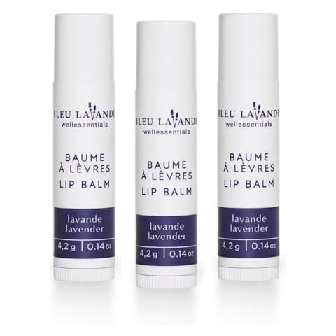 Bleu Lavande - Natural Lavender Lip Conditioner – Stick Lip Balm Repairs, Moisturizes & Protects - Soothes Chapped Lips & Restores Hydratation - Olive Oil & Shea Butter Base Lip Care - 4.2g - 3 Pack Cover
