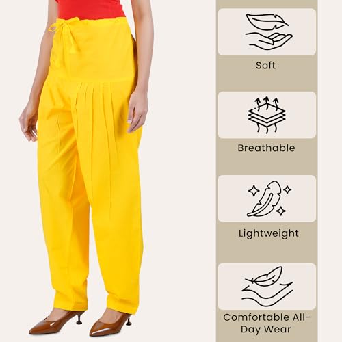 Image of Happy Bunny Salwar Pant for Women, Fine Cotton Ethnic Trousers with Drawstring Waist, Comfortable Daily, Office & Casual Wear Bottoms
