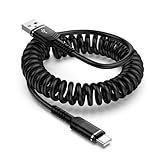 USB to USB C Coiled Cable Fast Charging 6FT, Retractable USB C Car Charger Cable Android Auto Type C Cord for Samsung Galaxy S25 Ultra A17 A16 A56 A36 A15 A55 Pixel 9 8 Pro iPhone 17 16e 16 15 Pro Max